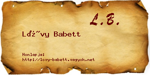 Lővy Babett névjegykártya